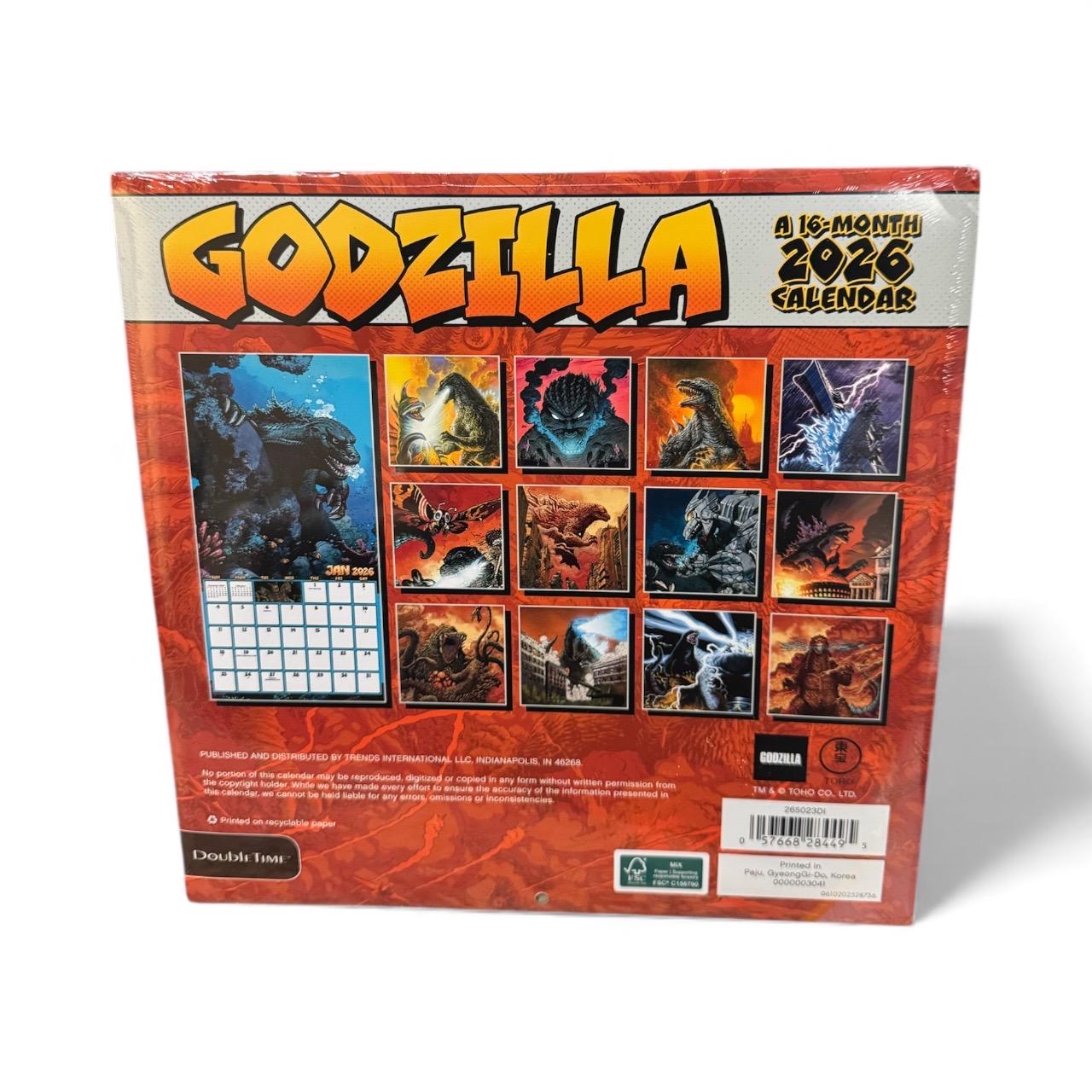 2026 GODZILLA 11” X 11”16 Month Wall Calendar 11” X 22” Open